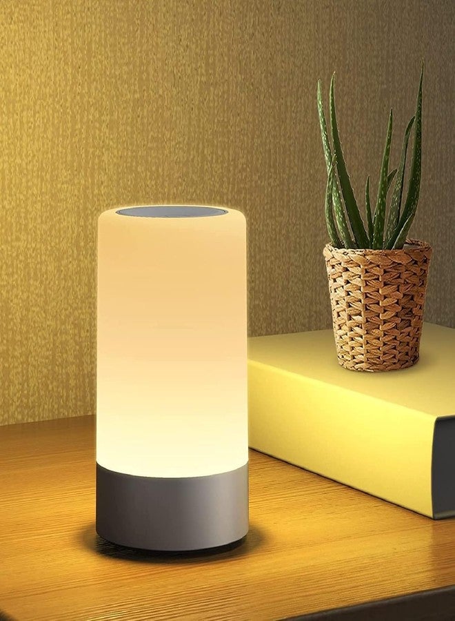 TEKCOOL Plastic Touch Control LED Night Light Table Lamp for Bedroom, Living Room, and Study, with Adjustable Brightness, USB Rechargeable (A1), White - Image 1